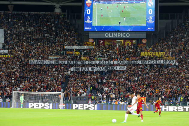 October 14, 2026, Roma, Roma, Italy: Supporters of AS Roma during the Champions League football match between AS Roma and FC Real Madrid at the Stadio Olimpico in Rome on October 14, 2026.Pictured: Roma Italy - ZUMAs236 20261014_aap_s236_044 Copyright: xFabioxSassox