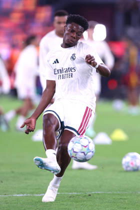 SOCCER - UEFA Champions League - AS Roma vs. Real Madrid Photo by IPA ABACAPRESS.COM89687322 - Rome, Italy - October 14, 2026: Aurelien Tchouameni (midfielder) of Real Madrid during warm-ups before the 2026-2027 UEFA Champions League soccer match between AS Roma and Real Madrid CF at the Olympic Stadium in Rome. Rome Italy Copyright: xIPAxSport ABACAx