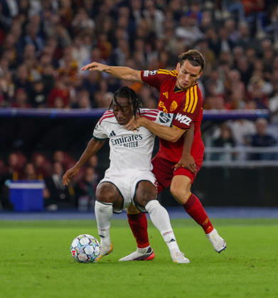 Europa Champions League 2026 27 between Roma vs Real Madrid Yan Diomande of Real Madrid during the Champions League football match between AS Roma and FC Real Madrid at the Stadio Olimpico in Rome on October 14, 2026 Pictured: Roma stadio Olimpico Roma Italy Copyright: xFABIOxSASSOxFabioxSassox Roma Real Madrid2026_10_14Fabio Sasso7586