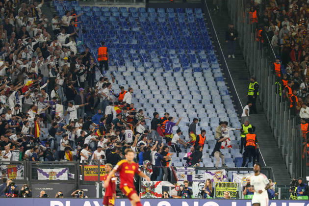 Europa Champions League 2026 27 between Roma vs Real Madrid Supporters Real Madrid during the Champions League football match between AS Roma and FC Real Madrid at the Stadio Olimpico in Rome on October 14, 2026 Pictured: Roma stadio Olimpico Roma Italy Copyright: xFABIOxSASSOxFabioxSassox Roma Real Madrid2026_10_14Fabio Sasso7638