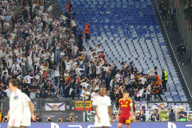 Europa Champions League 2026 27 between Roma vs Real Madrid Supporters Real Madrid during the Champions League football match between AS Roma and FC Real Madrid at the Stadio Olimpico in Rome on October 14, 2026 Pictured: Roma stadio Olimpico Roma Italy Copyright: xFABIOxSASSOxFabioxSassox Roma Real Madrid2026_10_14Fabio Sasso7642