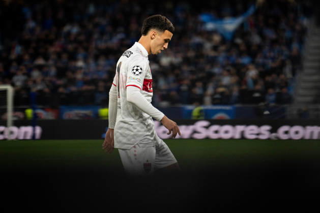 14.10.2026: Champions League, 2. Spieltag, Å K Slovan Bratislava vs. VfB Stuttgart im Å tadion Tehelnà pole Narodný futbalový Å¡tadion Bilal El Khannouss (VfB) im Fokus WICHTIGER HINWEIS: Gemäß den Vorgaben des DFB und der DFL ist es untersagt, in dem Stadion und oder vom Spiel angefertigte Fotoaufnahmen in Form von Sequenzbildern und oder videoähnlichen Fotostrecken zu verwerten bzw. verwerten zu lassen. Copyright: xJordyxFourgonx