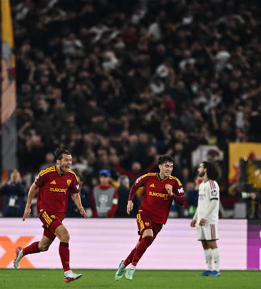 As Roma 14 10 2026 - Champions League Roma-Real Madrid foto Antonello Sammarco Image nella foto: esultanza gol Marten de Roon 