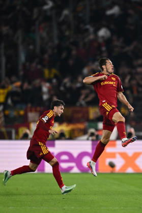 As Roma 14 10 2026 - Champions League Roma-Real Madrid foto Antonello Sammarco Image nella foto: esultanza gol Marten de Roon 