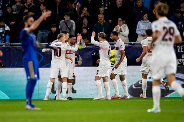 14.10.2026: Champions League, 2. Spieltag, Å K Slovan Bratislava vs. VfB Stuttgart im Å tadion TehelnÃ pole NarodnÃ½ futbalovÃ½ Å¡tadion Tor zum 0:1 durch Deniz Undav (VfB), hier im Bild Jubel mit der Mannschaft WICHTIGER HINWEIS: Gemäß den Vorgaben des DFB und der DFL ist es untersagt, in dem Stadion und oder vom Spiel angefertigte Fotoaufnahmen in Form von Sequenzbildern und oder videoähnlichen Fotostrecken zu verwerten bzw. verwerten zu lassen. Copyright: xJordyxFourgonx