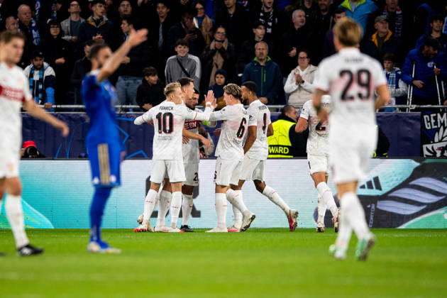 14.10.2026: Champions League, 2. Spieltag, Å K Slovan Bratislava vs. VfB Stuttgart im Å tadion TehelnÃ pole NarodnÃ½ futbalovÃ½ Å¡tadion Tor zum 0:1 durch Deniz Undav (VfB), hier im Bild Jubel mit der Mannschaft WICHTIGER HINWEIS: Gemäß den Vorgaben des DFB und der DFL ist es untersagt, in dem Stadion und oder vom Spiel angefertigte Fotoaufnahmen in Form von Sequenzbildern und oder videoähnlichen Fotostrecken zu verwerten bzw. verwerten zu lassen. Copyright: xJordyxFourgonx