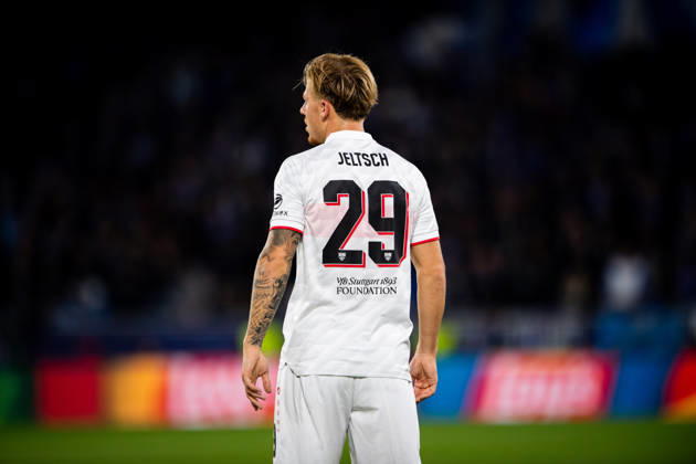 14.10.2026: Champions League, 2. Spieltag, Å K Slovan Bratislava vs. VfB Stuttgart im Å tadion TehelnÃ pole NarodnÃ½ futbalovÃ½ Å¡tadion Finn Jeltsch (VfB) im Fokus WICHTIGER HINWEIS: Gemäß den Vorgaben des DFB und der DFL ist es untersagt, in dem Stadion und oder vom Spiel angefertigte Fotoaufnahmen in Form von Sequenzbildern und oder videoähnlichen Fotostrecken zu verwerten bzw. verwerten zu lassen. Copyright: xJordyxFourgonx
