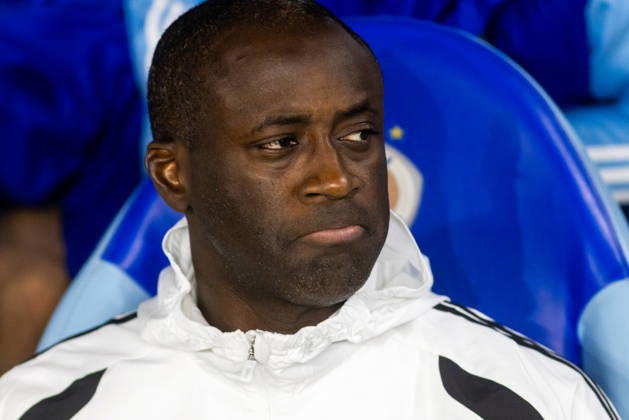 Head coach of SK Slovan Bratislava Yaya Toure seen during UEFA Champions league League phase game between teams of SK Slovan Bratislava and VfB Stuttgart (Dominika Kortvelyesiova Ball Raw Images) Bratislava Tehelne Pole stadium Slovakia Copyright: xDominikaxKortvelyesiovax DKR_0904