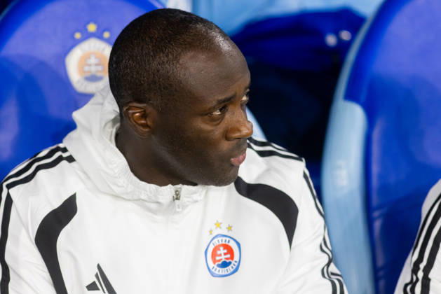 Head coach of SK Slovan Bratislava Yaya Toure seen during UEFA Champions league League phase game between teams of SK Slovan Bratislava and VfB Stuttgart (Dominika Kortvelyesiova Ball Raw Images) Bratislava Tehelne Pole stadium Slovakia Copyright: xDominikaxKortvelyesiovax DKR_0920