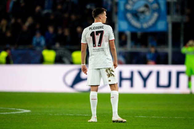 14.10.2026: Champions League, 2. Spieltag, Å K Slovan Bratislava vs. VfB Stuttgart im Å tadion TehelnÃ pole NarodnÃ½ futbalovÃ½ Å¡tadion DÅ¾enan PejÄinoviÄ‡ (VfB) Fokus WICHTIGER HINWEIS: Gemäß den Vorgaben des DFB und der DFL ist es untersagt, in dem Stadion und oder vom Spiel angefertigte Fotoaufnahmen in Form von Sequenzbildern und oder videoähnlichen Fotostrecken zu verwerten bzw. verwerten zu lassen. Copyright: xJordyxFourgonx