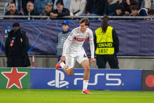 Leo Sauer during UEFA Champions league match , SK Slovan Bratislava - VFB Stuttgart , 14. october 2026, Tehelne pole Stadium, Bratislava, Slovakia Copyright: xMICHALxFAJT,ZOSPORTU.SKx MAJ_1556