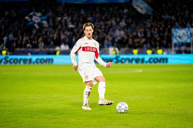 14.10.2026: Champions League, 2. Spieltag, Å K Slovan Bratislava vs. VfB Stuttgart im Å tadion TehelnÃ pole NarodnÃ½ futbalovÃ½ Å¡tadion Angelo Stiller (VfB) am Ball WICHTIGER HINWEIS: Gemäß den Vorgaben des DFB und der DFL ist es untersagt, in dem Stadion und oder vom Spiel angefertigte Fotoaufnahmen in Form von Sequenzbildern und oder videoähnlichen Fotostrecken zu verwerten bzw. verwerten zu lassen. Copyright: xJordyxFourgonx