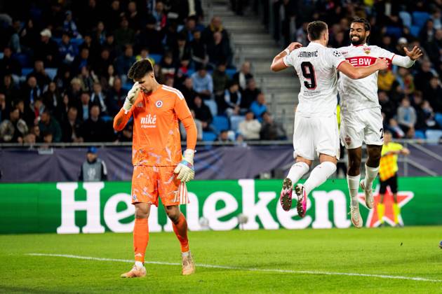 14.10.2026: Champions League, 2. Spieltag, Å K Slovan Bratislava vs. VfB Stuttgart im Å tadion TehelnÃ pole NarodnÃ½ futbalovÃ½ Å¡tadion Tor zum 0:3 durch Ermedin DemiroviÄ‡ (VfB) hier im Jubel mit Lorenz Assignon (VfB) WICHTIGER HINWEIS: Gemäß den Vorgaben des DFB und der DFL ist es untersagt, in dem Stadion und oder vom Spiel angefertigte Fotoaufnahmen in Form von Sequenzbildern und oder videoähnlichen Fotostrecken zu verwerten bzw. verwerten zu lassen. Copyright: xJordyxFourgonx