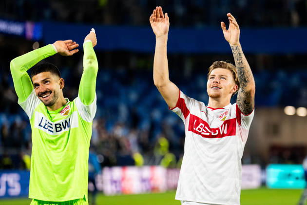 14.10.2026: Champions League, 2. Spieltag, Å K Slovan Bratislava vs. VfB Stuttgart im Å tadion TehelnÃ pole NarodnÃ½ futbalovÃ½ Å¡tadion Finn Jeltsch (VfB) feiert WICHTIGER HINWEIS: Gemäß den Vorgaben des DFB und der DFL ist es untersagt, in dem Stadion und oder vom Spiel angefertigte Fotoaufnahmen in Form von Sequenzbildern und oder videoähnlichen Fotostrecken zu verwerten bzw. verwerten zu lassen. Copyright: xJordyxFourgonx