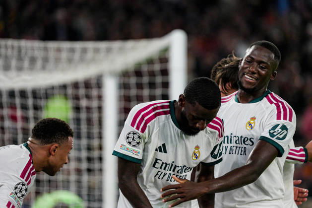 SOCCER - UEFA Champions League - AS Roma vs. Real Madrid Photo by IPA ABACAPRESS.COM89697313 - Antonio Rüdiger of Real Madrid and Ibrahima Konaté of Real Madrid during the AS Roma vs. Real Madrid UEFA Champions League soccer match in Rome, Italy, on October 14, 2026 Rome Italy  Copyright: xIPAxSport ABACAx