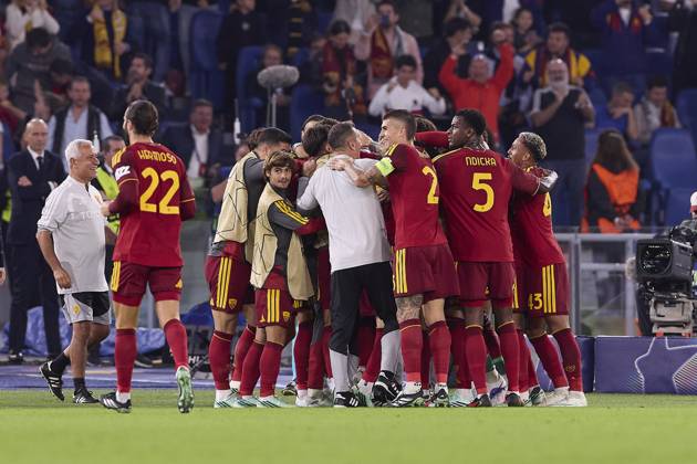 UEFA Champions League 2026 2027 - AS Roma vs Real Madrid CF in Rome, Italy - 14 Oct 2026 Players (AS Roma) celebrate a goal during the UEFA Champions League 2026 2027 match between AS Roma and Real Madrid CF. Final score: AS Roma 3-4 Real Madrid CF. Rome Italy Copyright: xFedericoxTitonex xSOPAxImagesx Federico-Titone-1458794