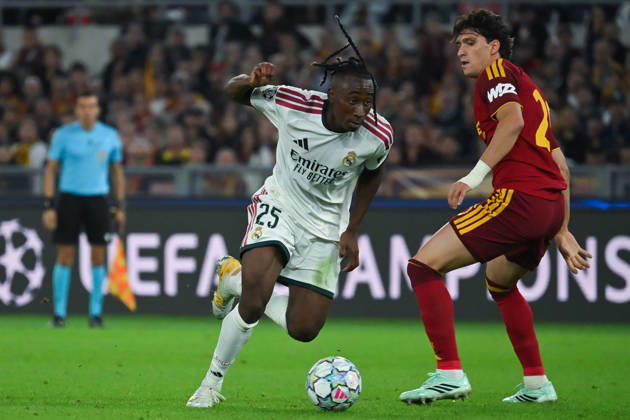 2026,Roma-Real Madrid Yan Diomande of Real Madrid,Leonardo Balerdi of Roma during the Champions League match Championship phase Matchday 2 Roma-Real Madrid at the Stadio Olimpico. Rome (Italy), October 14, 2026Imago-Images Emmefoto Copyright: xImago-Images Emmefotox
