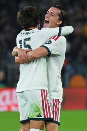 2026,Roma-Real Madrid Real Madrid player s celebrating the victory at the end of the match during the Champions League match Championship phase Matchday 2 Roma-Real Madrid at the Stadio Olimpico. Rome (Italy), October 14, 2026Imago-Images Emmefoto Copyright: xImago-Images Emmefotox
