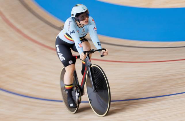 Belgian Nicky Degrendele pictured in action during the Women s Sprint event at the UCI Track cycling, Rad, Radsport, Bahnrad, Bahn World Championships in Shanghai, China on Thursday 15 October 2026. The worlds are taking place from 14 to 18 October 2026. BENOITxDOPPAGNE  x189860347x
