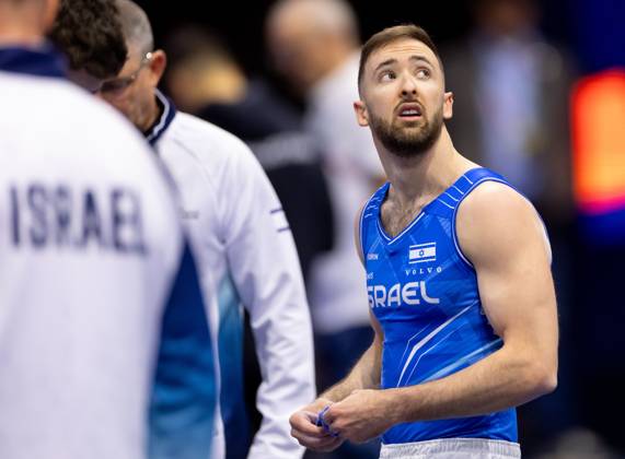 ROTTERDAM - Artem Dolgopyat of the Israeli gymnastics team during podium training at the World Championships in Ahoy Rotterdam. IRIS VAN DEN BROEK ANP xVIxANPxSportx xxANPxIVx 572515892 originalFilename: 572515892.jpg