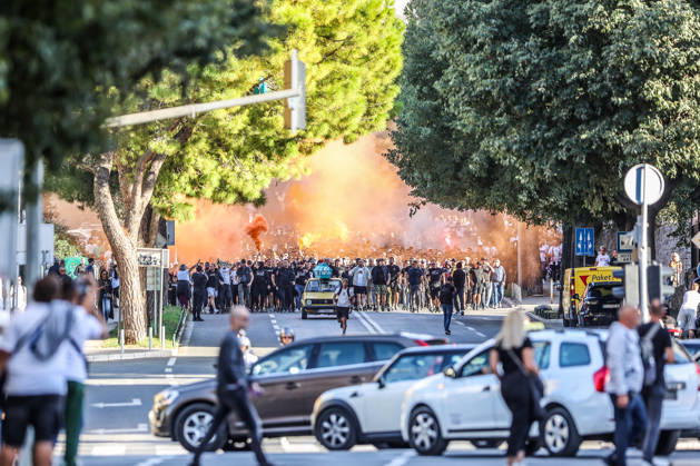 Corteo of Torcida, supporters of Hajduk Split Toricida, supporters of Hajduk Split, on their way to Poljud Stadium ahead of the UEFA Conference League match between HNK Hajduk Split and Ajax, in Split, Croatia, on October 15, 2026.  IvanaxIvanovic PIXSELL