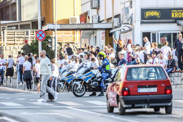 Corteo of Torcida, supporters of Hajduk Split Toricida, supporters of Hajduk Split, on their way to Poljud Stadium ahead of the UEFA Conference League match between HNK Hajduk Split and Ajax, in Split, Croatia, on October 15, 2026.  IvanaxIvanovic PIXSELL