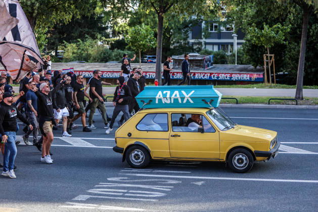 Corteo of Torcida, supporters of Hajduk Split Toricida, supporters of Hajduk Split, on their way to Poljud Stadium ahead of the UEFA Conference League match between HNK Hajduk Split and Ajax, in Split, Croatia, on October 15, 2026.  IvanaxIvanovic PIXSELL