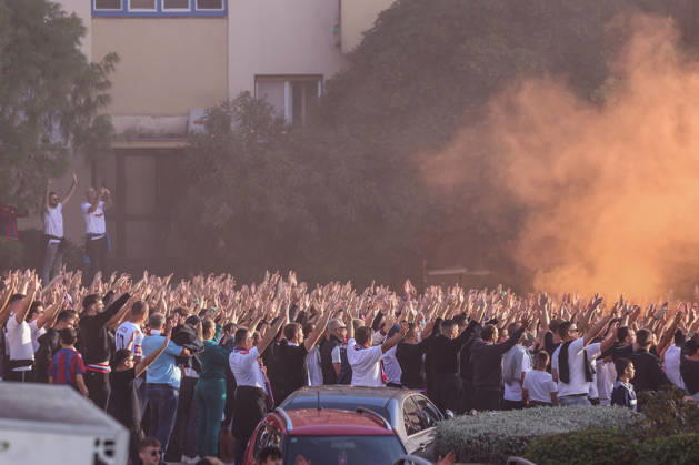Corteo of Torcida, supporters of Hajduk Split Toricida, supporters of Hajduk Split, on their way to Poljud Stadium ahead of the UEFA Conference League match between HNK Hajduk Split and Ajax, in Split, Croatia, on October 15, 2026.  IvanaxIvanovic PIXSELL