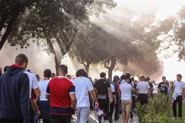 Corteo of Torcida, supporters of Hajduk Split Toricida, supporters of Hajduk Split, on their way to Poljud Stadium ahead of the UEFA Conference League match between HNK Hajduk Split and Ajax, in Split, Croatia, on October 15, 2026.  IvanaxIvanovic PIXSELL