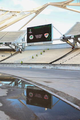 Panathinaikos F.C. v FK Borac Banja Luka UEFA Europa Conference League A reflection of the score board of the Olympic Stadium before the start of the match between Panathinaikos F.C. and FK Borac Banja Luka during the UEFA Europa Conference League match at Olympic Stadium, Athens 15 10 2026 UK Newspapers OUT Copyright: xYannisxHalasx FIL-24071-0013