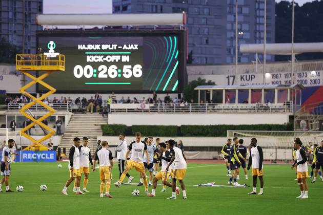 SPLIT, 15 10-2026, Poljud Stadium , season 2026 2027 , UEFA Conference League Football . Match between Hajduk Split and Ajax. Picture shows warming up Hajduk Split - Ajax  x208445490x Copyright: