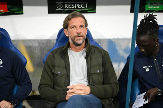 261015 AA Gent vs Aarhus Rik De Mil head coach of KAA Gent, is pictured during Matchday 2 in the 2026-2027 Uefa Conference League season - league phase between AA Gent and AGF Aarhus on October 15 , 2026 in Gent, Belgium. (Photo by Maarten Straetemans Isosport) Gent Belgium  Copyright: xMaartenxStraetemansx GENT-AARHUS_20261015_003