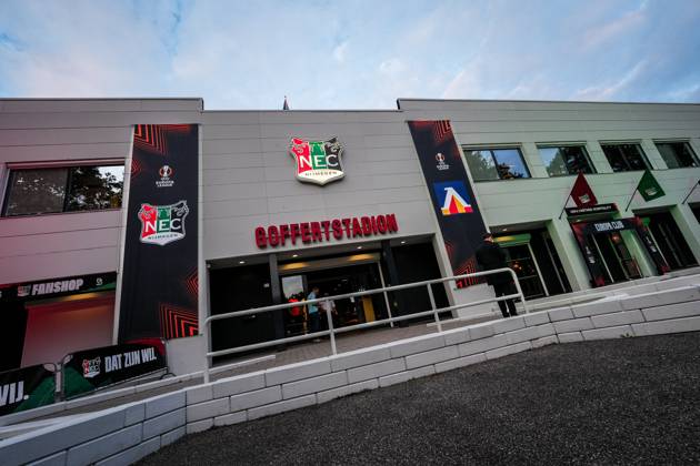 NIJMEGEN , 15-10-2026 , Stadium De Goffert , season 2026 2027 , UEFA Europa League football , match between NEC Nijmegen and Levski Sofia , picture shows stadium overview before the match in front of the stadium NEC - Levski Sofia  x208448151x Copyright: