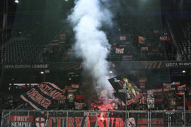 SALZBURG, AUSTRIA - OCTOBER 15: Fans of AC Milan during the UEFA Europa League league phase matchday 2 match between FC Salzburg and AC Milan at Red Bull Arena on October 15, 2026 in Salzburg, Austria. Copyright: xHansxPeterxLottermoser SPPx Sportspressphoto_SPR257000