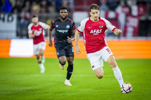 ALKMAAR , 15-10-2026, AFAS Stadion , season 2026 2027 , UEFA Europa League League phase , match between AZ and Hapoel Beer-Sheva , Picture shows AZ player Bendeguz Kovacs AZ - Hapoel Beer-Sheva  x208448239x Copyright: