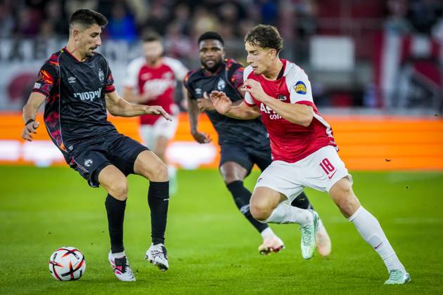ALKMAAR , 15-10-2026, AFAS Stadion , season 2026 2027 , UEFA Europa League League phase , match between AZ and Hapoel Beer-Sheva , Picture shows AZ player Bendeguz Kovacs AZ - Hapoel Beer-Sheva  x208448240x Copyright: