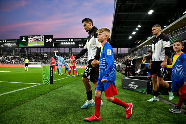 LUGANO, SWITZERLAND - OCTOBER 15: Uran Bislimi of FC Lugano enters the fils during the UEFA Conference League 2026 27 League Phase MD1 match between FC Lugano and FK Crvena Zvezda at Lugano Arena on October 15, 2026 in Lugano, Switzerland. Lugano Lugano Arena Ticino Switzerland Copyright: xJustPictures.ch AndreaxBrancax jp-en-EuSpIm-AB_15102026_3693
