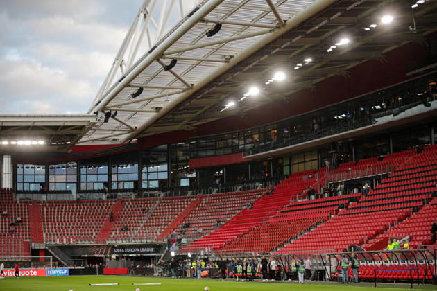 RECORD DATE NOT STATED 15th October 2026; AFAS Stadion, Alkmaar, Netherlands; UEFA Europa League Football, AZ Alkmaar versus Hapoel Beer Sheva; Empty stands before the game AnthonyxBenoit