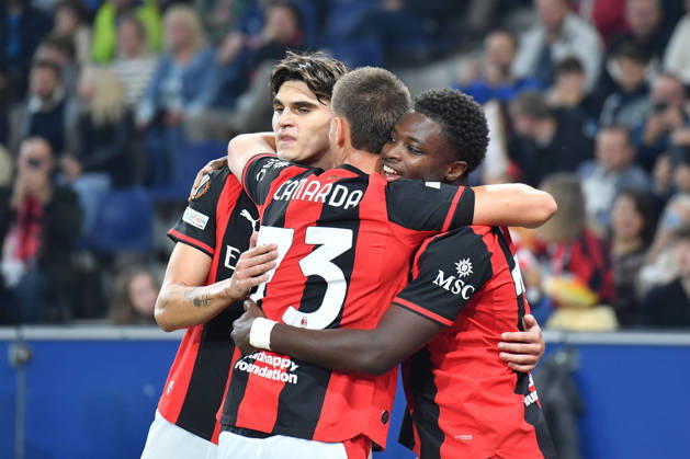SALZBURG, AUSTRIA - OCTOBER 15: Players of AC Milan celebrates the goal scored at the UEFA Europa League 2026 27 League Phase MD2 match between FC Salzburg and AC Milan at Stadion Salzburg on October 15, 2026 in Salzburg, Austria. Copyright: xFranzxKirchmayrx xSPPx Sportspressphoto_SPR257004
