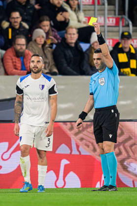 261015 Jilmar Torres of Inter Club d Escaldes looks dejected after receiving yellow card during the UEFA Conference League football match between Mjällby and Inter Club d Escaldes on October 15, 2026 in Helsingborg. Photo: Christoffer Borg Mattisson BILDBYRÅN COP 261 CB0562 fotboll football soccer fotball uefa conference league conference league mjällby in bbeng depp Copyright: CHRISTOFFERxBORGxMATTISSON BB261015CB059