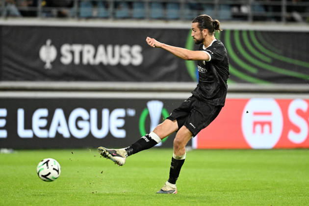 261015 AA Gent vs Aarhus Christian Burgess of KAA Gent is pictured in action with the ball during Matchday 2 in the 2026-2027 Uefa Conference League season - league phase between AA Gent and AGF Aarhus on October 15 , 2026 in Gent, Belgium. (Photo by Maarten Straetemans Isosport) Gent Belgium  Copyright: xMaartenxStraetemansx GENT-AARHUS_20261015_021