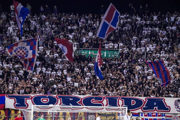 Fussball: Kroatien: UEFA Conference League 2026 2027 - 1. Runde, 15.10.2026 - HNK Hajduk Split vs. AFC Ajax Amsterdam - Stadion Poljud (Split, Kroatien); Torcida Split Fans, Ultras Copyright: xLUKAxKOLANOVICx