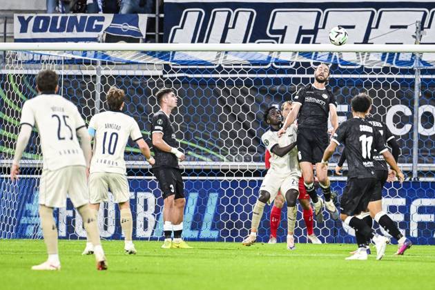 Aarhus James Bogere and Gent s Christian Burgess pictured in action during a soccer game between Belgian KAA Gent and Danish Aarhus GF, Thursday 15 October 2026 in Gent, the opening match of the UEFA Conference League league phase. TOMxGOYVAERT  x189909776x
