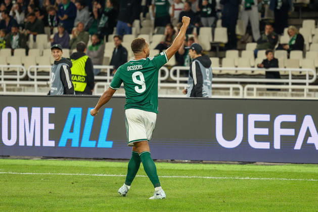 Panathinaikos F.C. v FK Borac Banja Luka UEFA Europa Conference League Cyril Dessers of Panathinaikos F.C. celebrates after scoring a goal during the UEFA Europa Conference League match at Olympic Stadium, Athens 15 10 2026 UK Newspapers OUT Copyright: xYannisxHalasx FIL-24071-0027