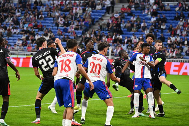 Football : Olympique Lyonnais v Crystal Palace - UEFA Europa League 15 10 2026 Corentin TOLISSO of Lyon scoring goal during the second leg of the UEFA Europa League 2025 26 quarter-final between Olympique Lyonnais and Crystal Palace , England, at the Groupama Stadium in Décines-Charpieu, Lyon, on October 15, 2026 LYONFrance  Copyright: xMouradxAllilix