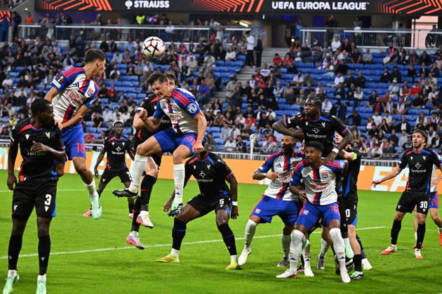 Football : Olympique Lyonnais v Crystal Palace - UEFA Europa League 15 10 2026 Corentin TOLISSO of Lyon scoring goal during the second leg of the UEFA Europa League 2025 26 quarter-final between Olympique Lyonnais and Crystal Palace , England, at the Groupama Stadium in Décines-Charpieu, Lyon, on October 15, 2026 LYONFrance  Copyright: xMouradxAllilix