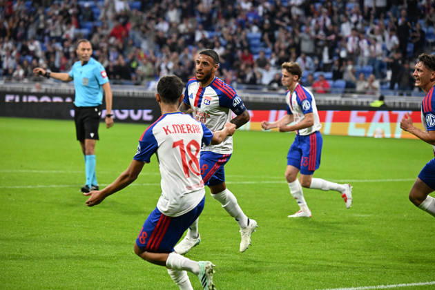 Football : Olympique Lyonnais v Crystal Palace - UEFA Europa League 15 10 2026 Corentin TOLISSO of Lyon scoring goal during the second leg of the UEFA Europa League 2025 26 quarter-final between Olympique Lyonnais and Crystal Palace , England, at the Groupama Stadium in Décines-Charpieu, Lyon, on October 15, 2026 LYONFrance  Copyright: xMouradxAllilix