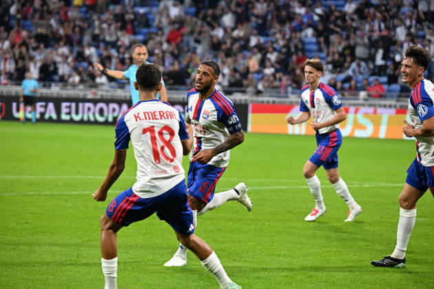 Football : Olympique Lyonnais v Crystal Palace - UEFA Europa League 15 10 2026 Corentin TOLISSO of Lyon scoring goal during the second leg of the UEFA Europa League 2025 26 quarter-final between Olympique Lyonnais and Crystal Palace , England, at the Groupama Stadium in Décines-Charpieu, Lyon, on October 15, 2026 LYONFrance  Copyright: xMouradxAllilix