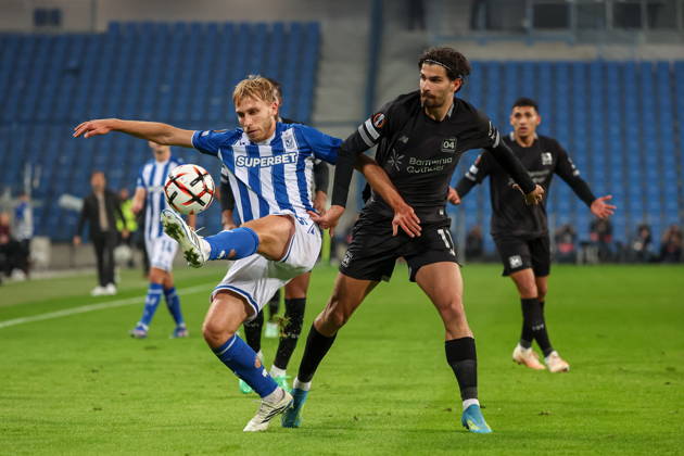 2026.10.15 Poznan Pilka nozna UEFA Liga Europy faza ligowa sezon 2026 2027 Lech Poznan - Bayer 04 Leverkusen N z Michal Gurgul Martin Terrier Foto Pawel Jaskolka PressFocus 2026.10.15 Poznan Football Europa League League Phase 2026 2027 Lech Poznan - Bayer 04 Leverkusen Credit: Pawel Jaskolka PressFocus NEWSPIX.PL --- newspix.pl 