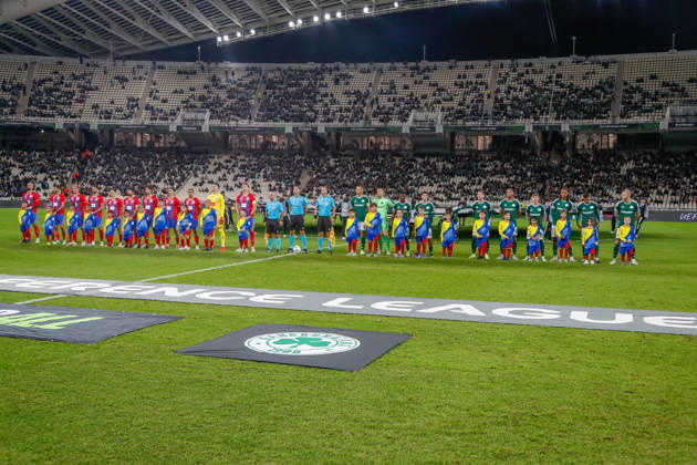 Panathinaikos F.C. v FK Borac Banja Luka UEFA Europa Conference League Panathinaikos F.C. and FK Borac Banja Luka teams line up during the UEFA Europa Conference League match at Olympic Stadium, Athens 15 10 2026 UK Newspapers OUT Copyright: xYannisxHalasx FIL-24071-0030